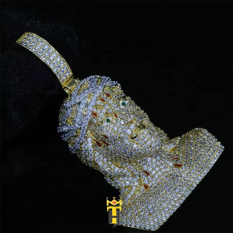 925 Chain New Full Diamond Portrait Hip Hop Men Jesus Piece Pendant