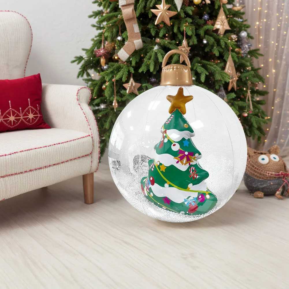 24 Inch Giant Inflatable Christmas Balls Large Outdoor Decorated Ball with Light Remote Christmas Decorations Ball Holiday Decor C251030