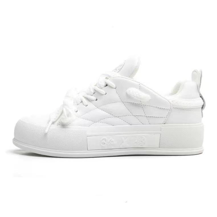 Jifffly x Q.VONTON women's versatile white thick-soled high-heeled casual sports plank shoes