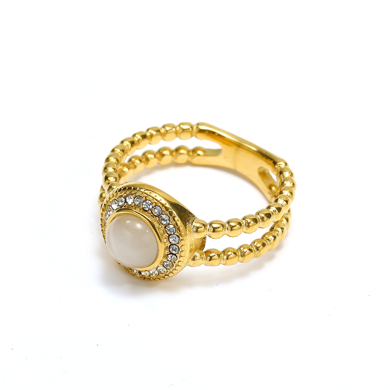 Designer ring 18k Gold Plated Circle Natural Stone Ring Zircon Freshwater Pearl Light Luxury Fashion Simple Ring free shipping gift for women diamond 