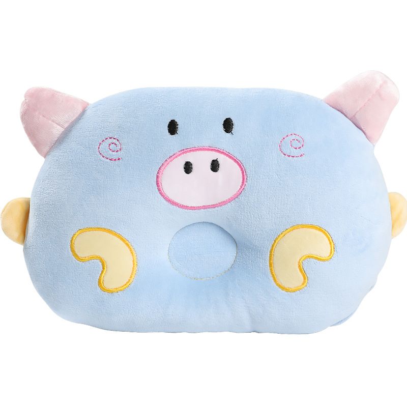 Cute Piggy Moon Pet Pillow with Concave Center Soft Plush Head & Neck Support for Puppies Kittens, Washable, 7 Colors