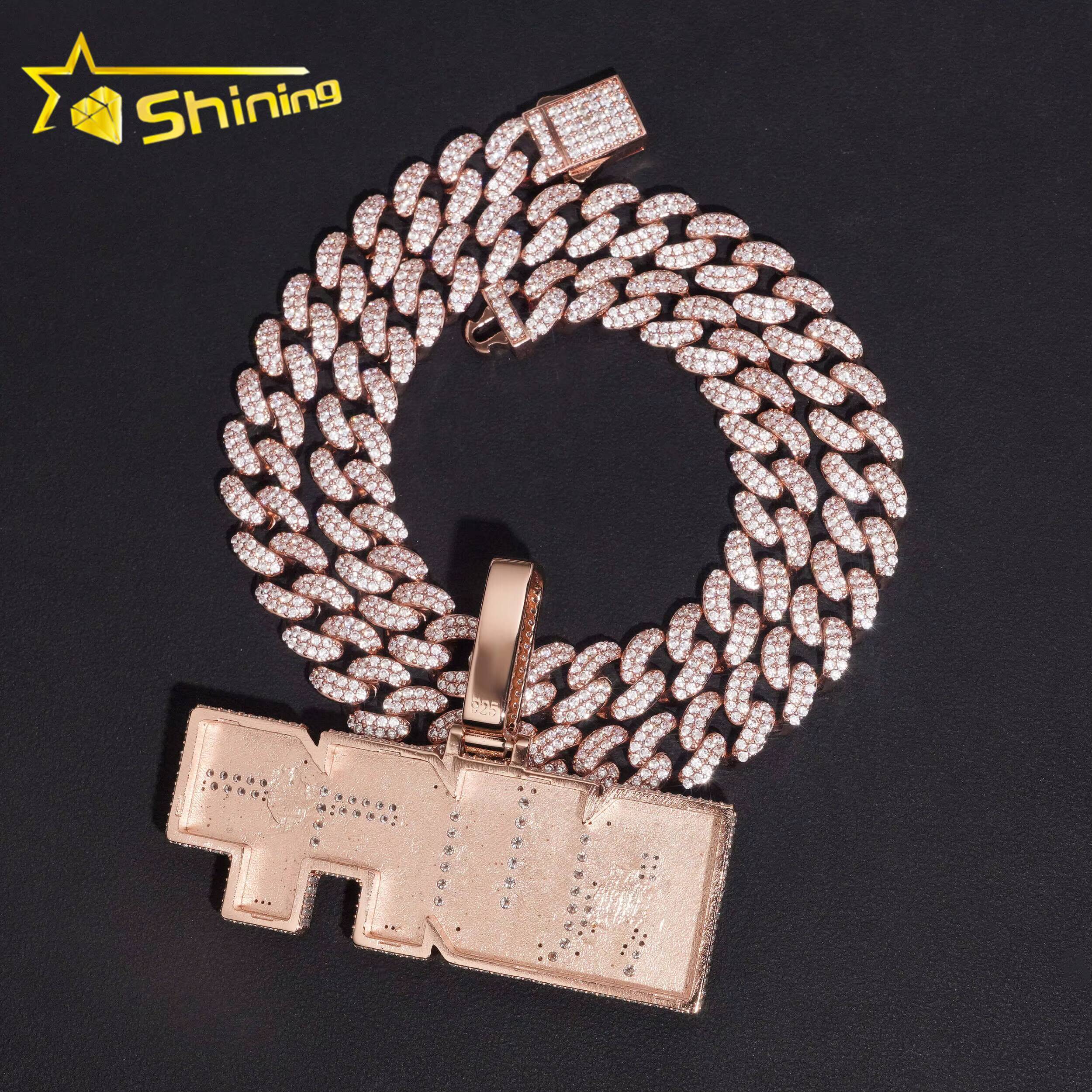 Custom Made Letter Iced Out VVS Moissanite Pendant Fine Jewelry 925 Silver Hip Hop Men Women Moissanite Name Pendant Designer's style