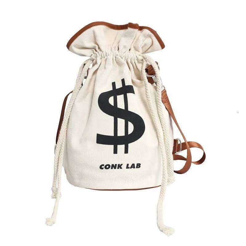 Designer Bags US Dollar Print Cotton Canvas Summer Popular Leisure Bag Men Women Lightweight String Foldable Backpack Hot Selling