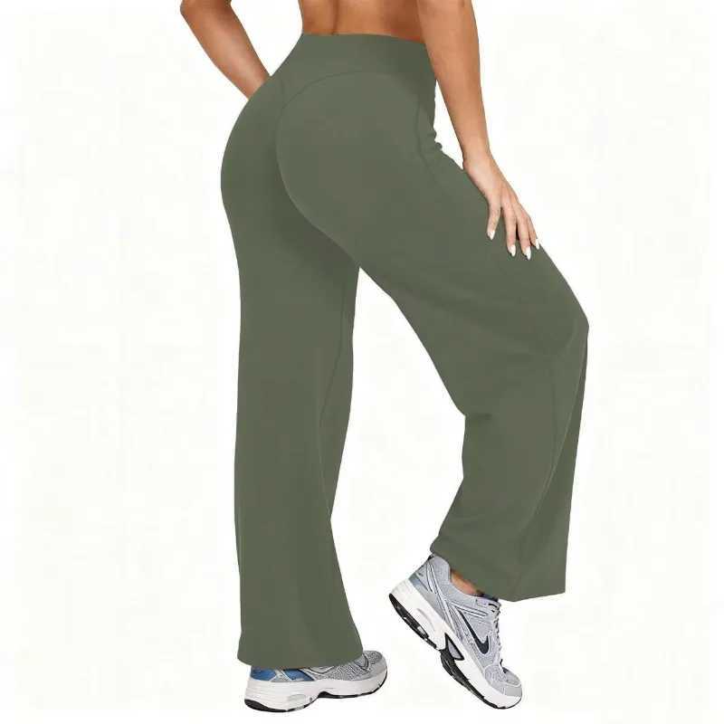 Women Plus Size Yoga Wideleg Pants High Waist Stretchy Solid Color Leggings Naked Feel Run Pilates Sports StraightLeg Pants J251030