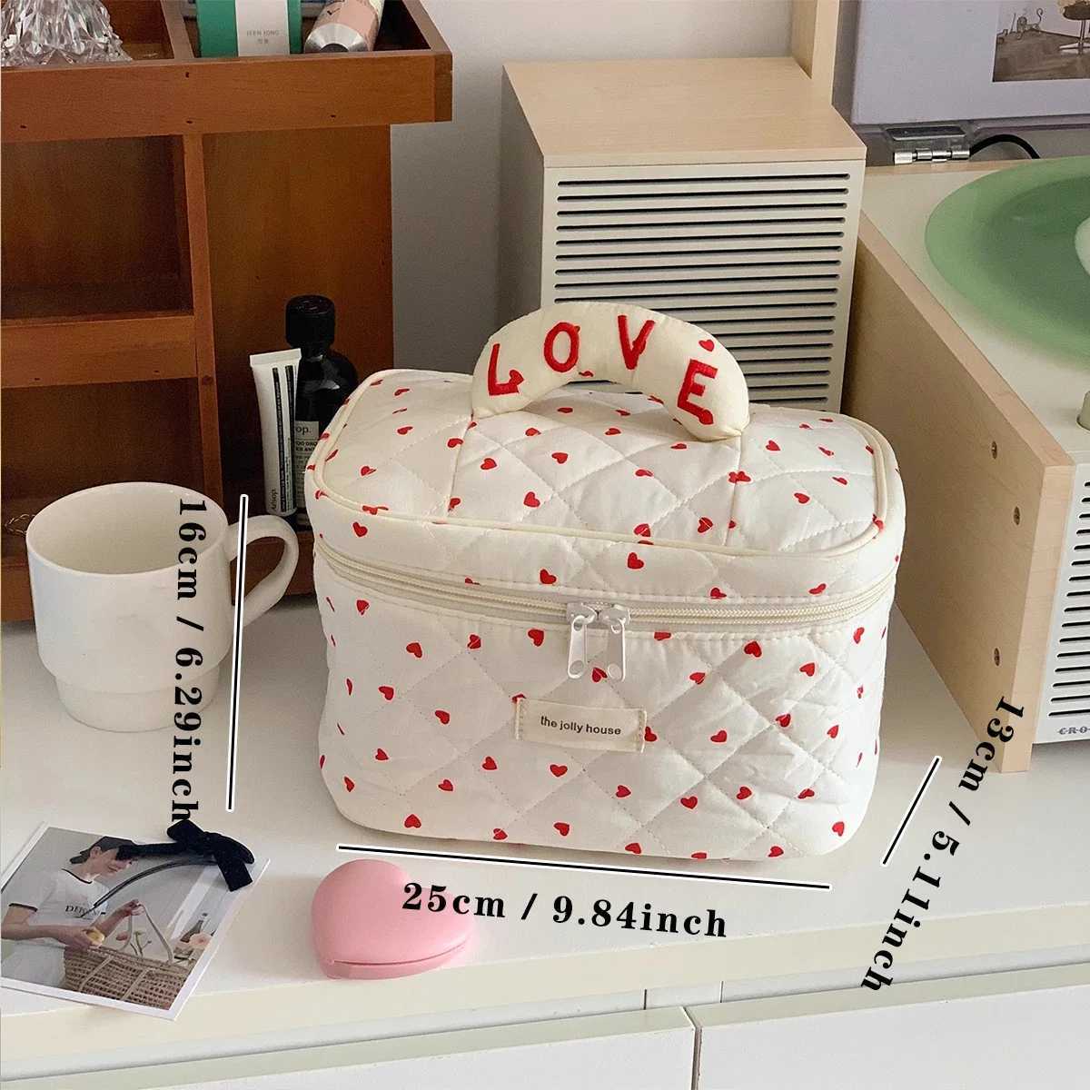 Cute Quilting Cotton Makeup Bag Women Zipper Cosmetic Organizer Female Handbag Box Cloth Portable Toiletry Case for Girls J251115