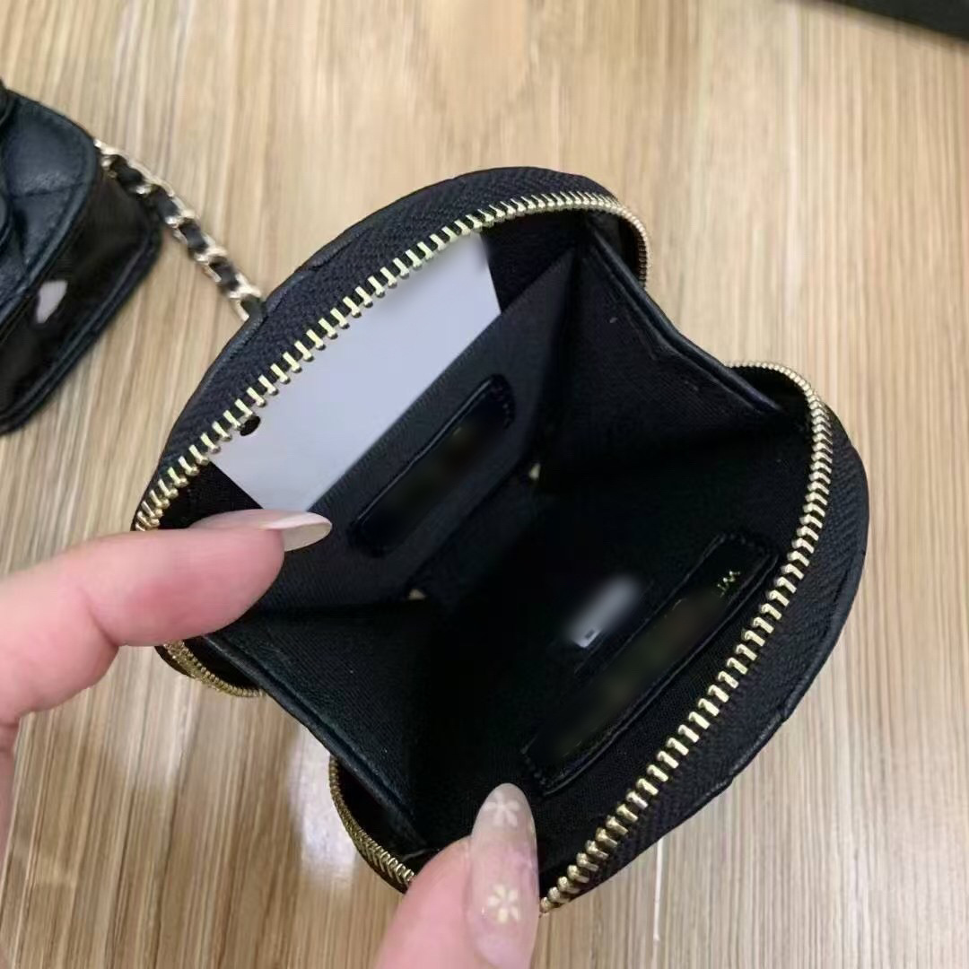 Designer Bags Christmas gift 2-in-1 Round Coin & Earphone Pouch with Chain, PU Leather Gift Set