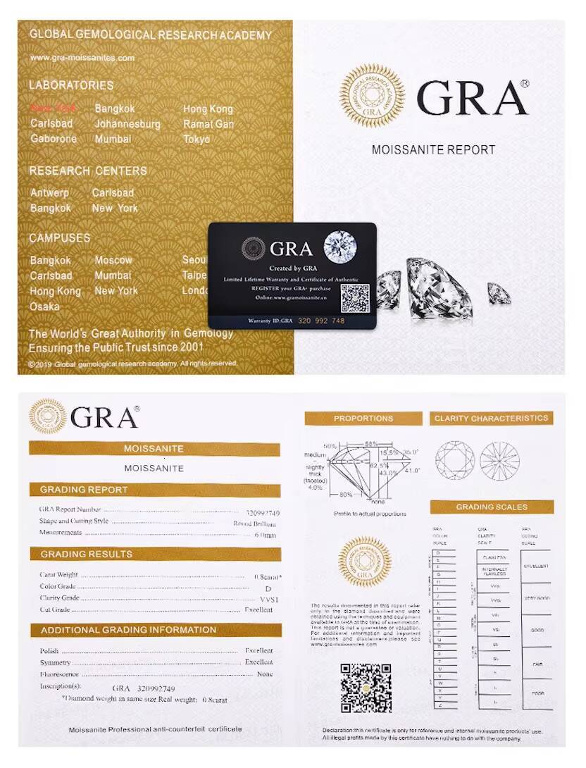 Gra Certificate Moissanite Ring 925 Sterling Silver 4CT 18K White Gold Vvs Eggshaped 3 Stones for Women Engagement Jewelry Gift