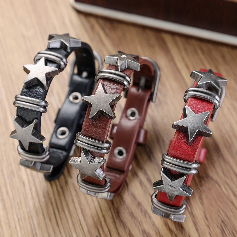 Gothic Star Punk Faux Leather Bracelet for Men Women Spiked Bangle Goth Jewelry Vintage Y2K Cosplay Emo Clothes Accessories 251028