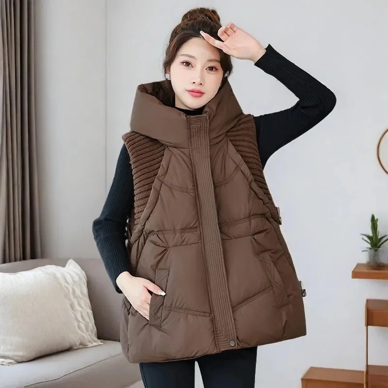 2025 Vest Women Jacket Puffer Parkas Windproof Lightweight Hooded Warm Waistcoat Female White Duck Down Coat Sleeveless 251029