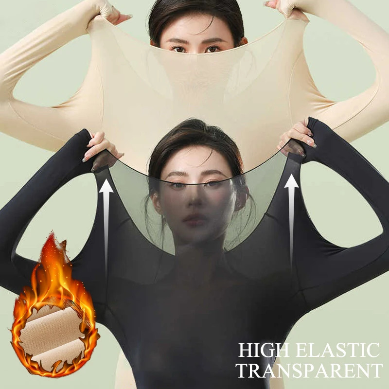Women Warm Thermal Underwear Ultra Thin Traceless Long Sleeves Clothes High Elastic Set Black Tech Constant Temperature Lingerie 251030