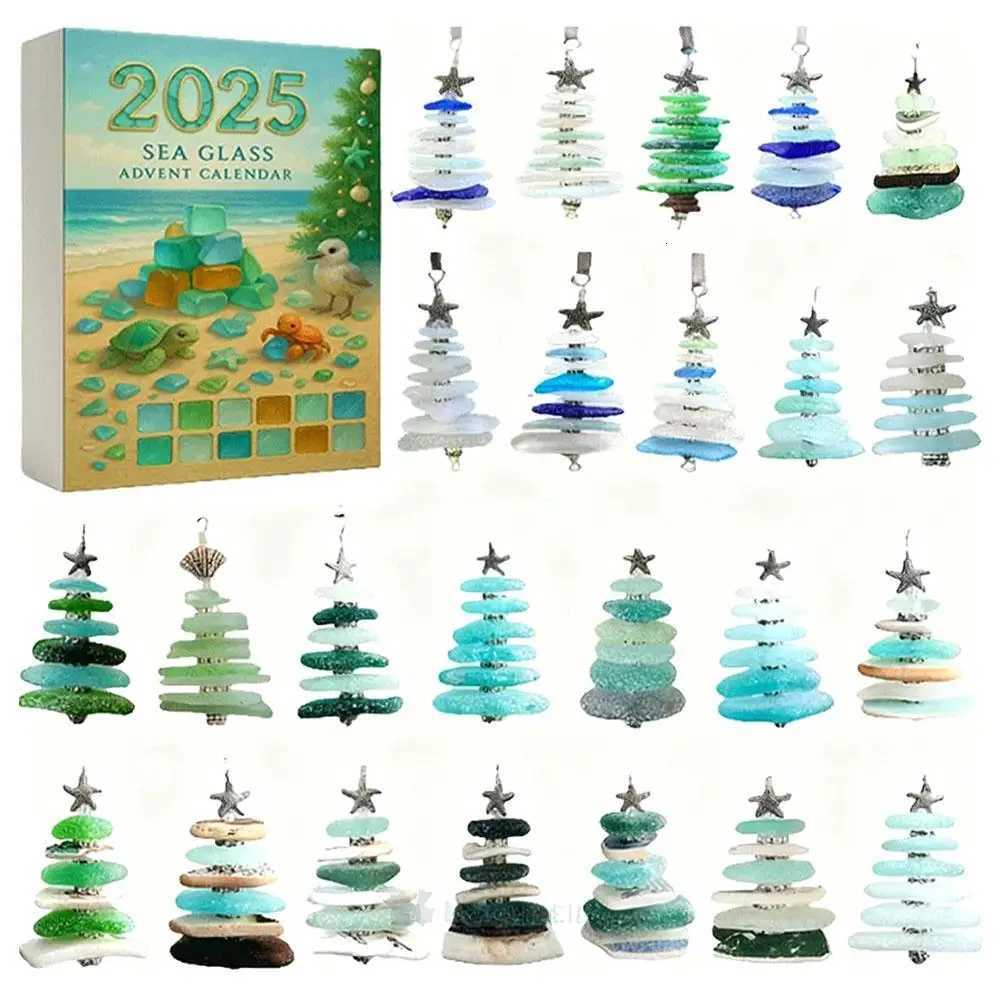 2025 Sea Glass Christmas Tree Advent Calendar Festival Blind Box Acrylic Pendant Christmas Decoration C251030