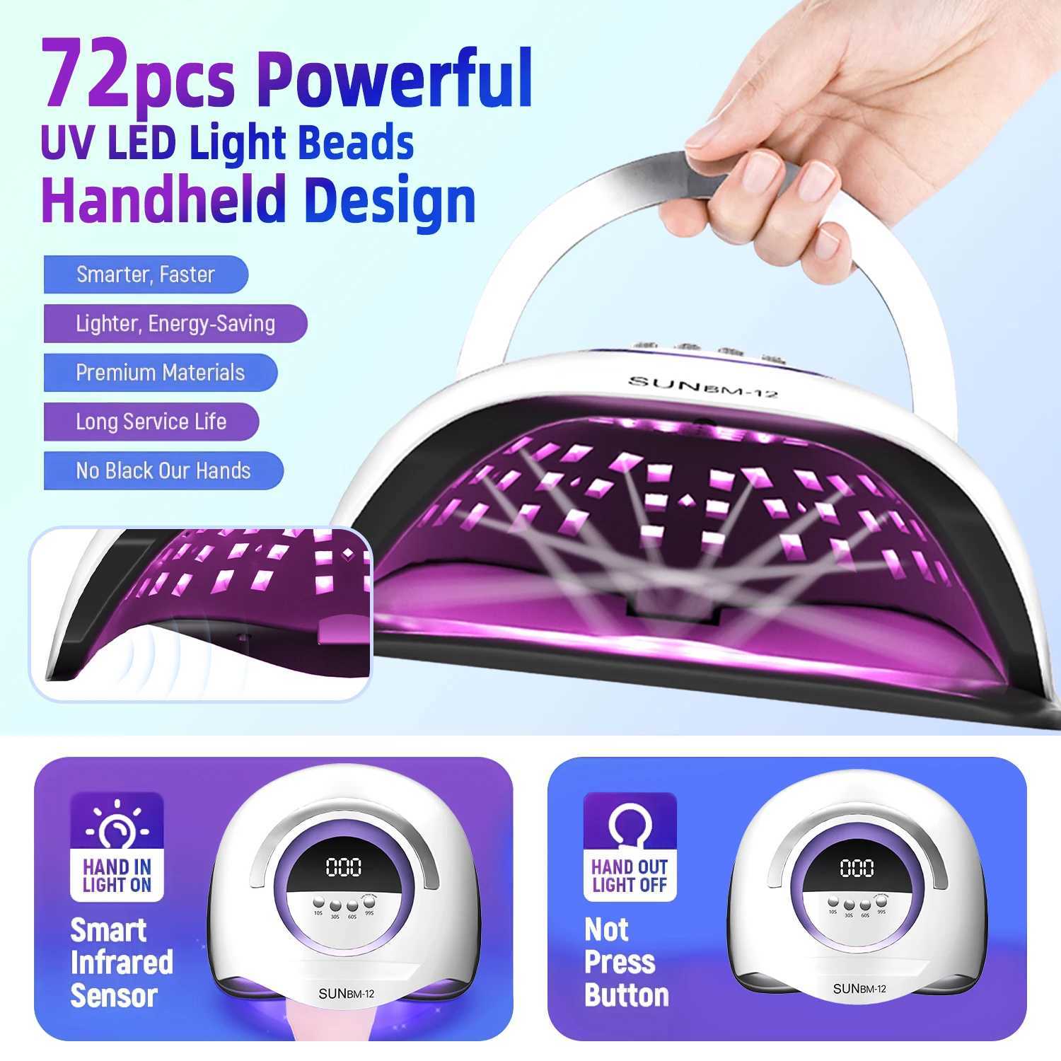 72LEDS Manicure Drying Lamp 300W UV LED Nail Dryer Curing Gel Nail Polish With Smart Timer Professional Nail Salon Tools L251030
