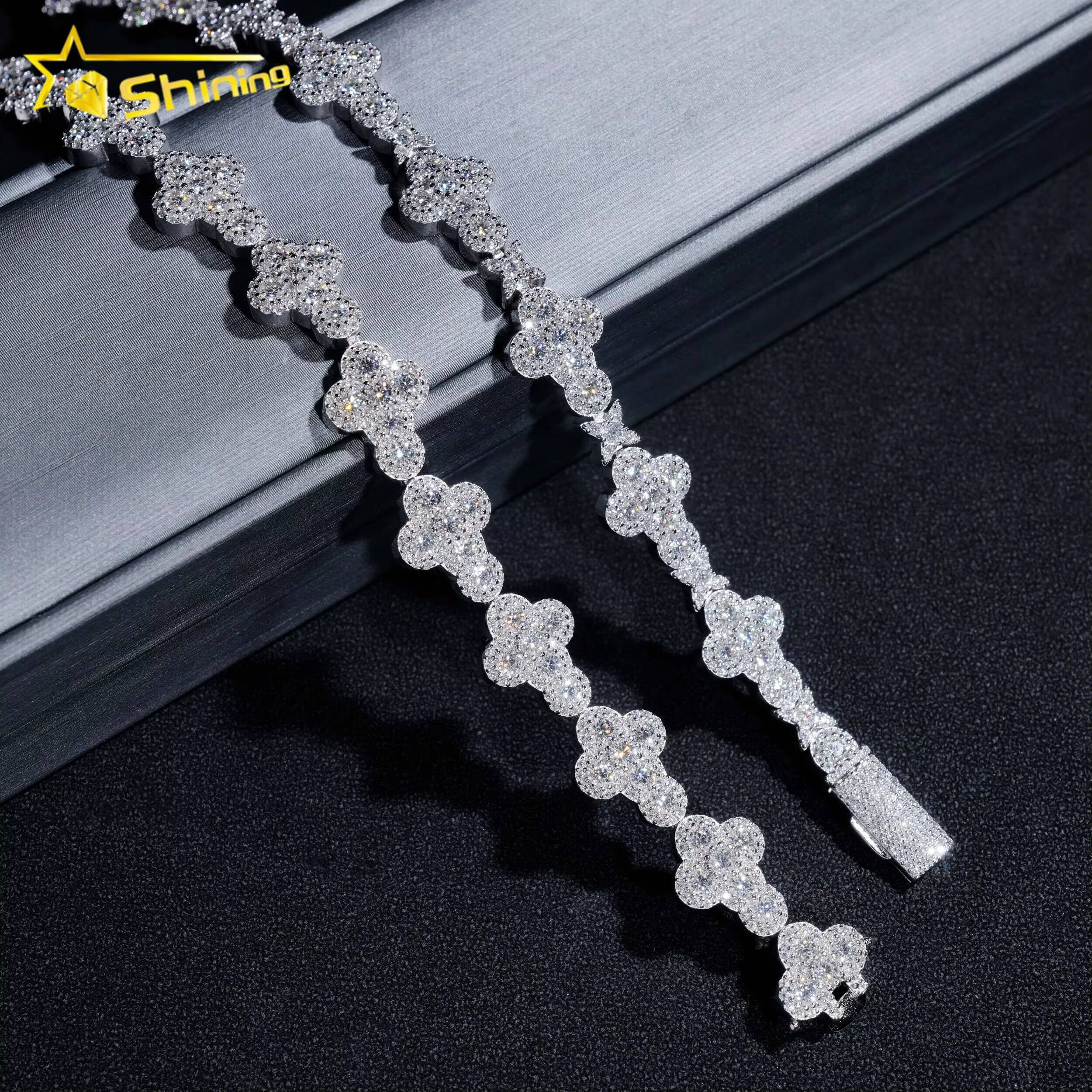New Arrivals Popular Pass Diamond Tester 13MM 925 Sterling Silver Cross Moissanite Cuban Link Bracelet
