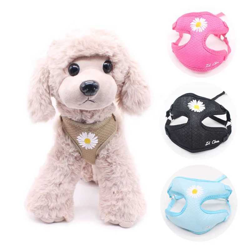 Korean Candy Color Embroidery Breathable Small Pet Dog Harness and Leash Set Soft Nylon Puppy Walking Vest for Chihuahua Yorkie J251129