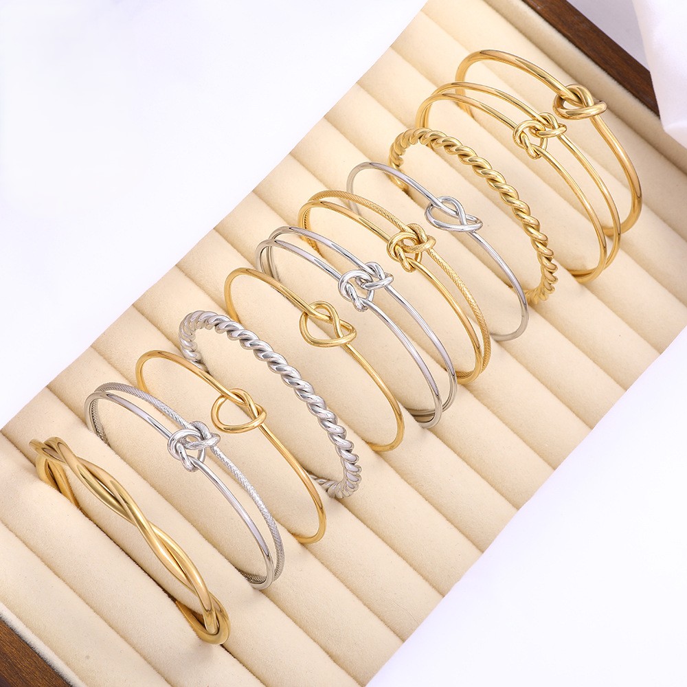 TaiYang New Double-Wrap Heart Knot Bracelet, Adjustable Open Cuff in Rose Gold Plated Copper for Unisex Wear For Women