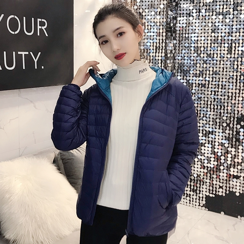 Women Double Side Jacket Ultra Light 90 White Duck Down Jacket Hooded Windbreakers Reversible Lightweight Warm Coats 251029