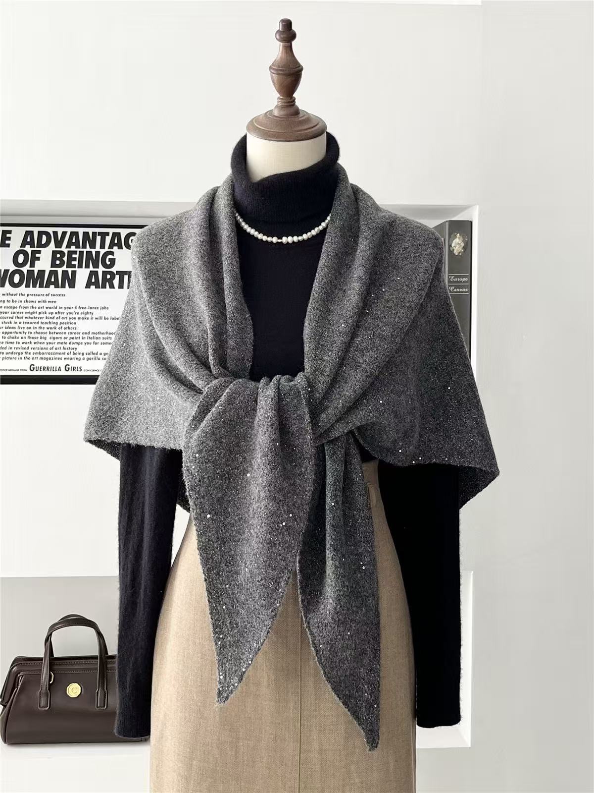 T2201 Wool Solid Color Scarf for Women, Soft and Warm for Winter