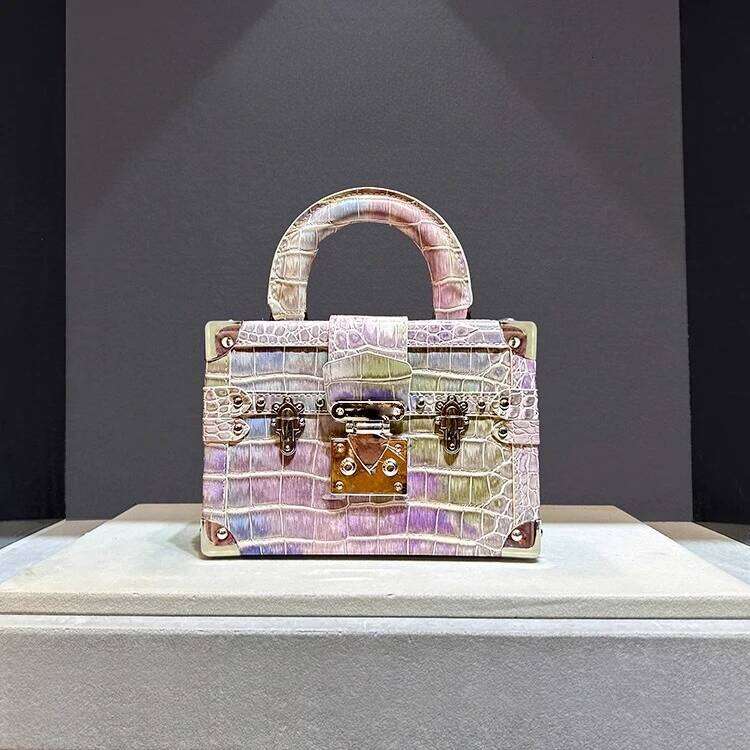 Designer Bags Brand Hand-Held Stone Pattern Box Colorful Coral Crocodile Leather Bag For Women Sac Main Femme Hot Selling