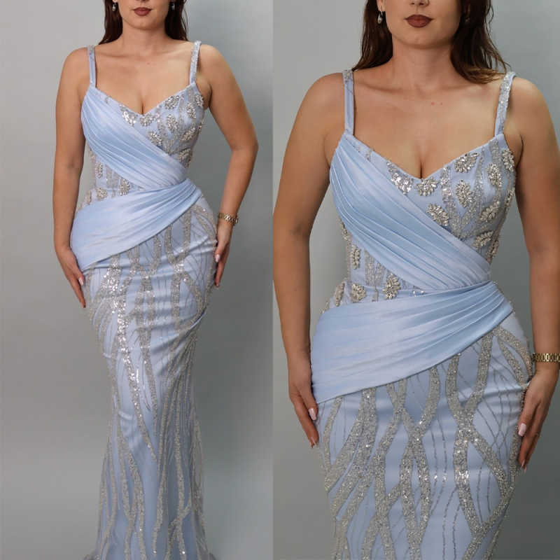 Elegant Prom Gown Strapless Evening Dress Sequins Party Prom Dresses Sleeveless Bridal Gowns Robes De Mariee Size Customized vestido de novia L252832