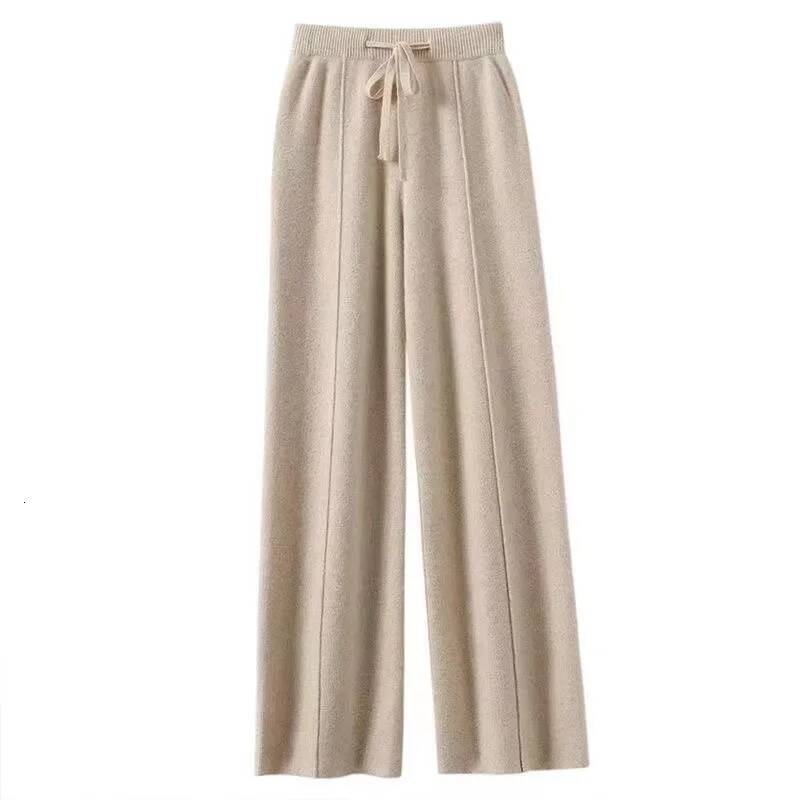 winter jacket women Women Merino Wool Knitted Wide Leg Pants Autumn Winter Basic Soft Warm Cashmere Knit Trousers Casual Simple Style Korean