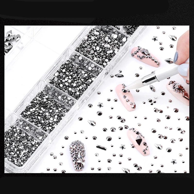 3100PCS White Pink AB Nail Art Rhinestones Crystals Set Kit Gems 3D Diamond Decoration Manicure 21 Shape 1PCS Pick Up Pen 251027
