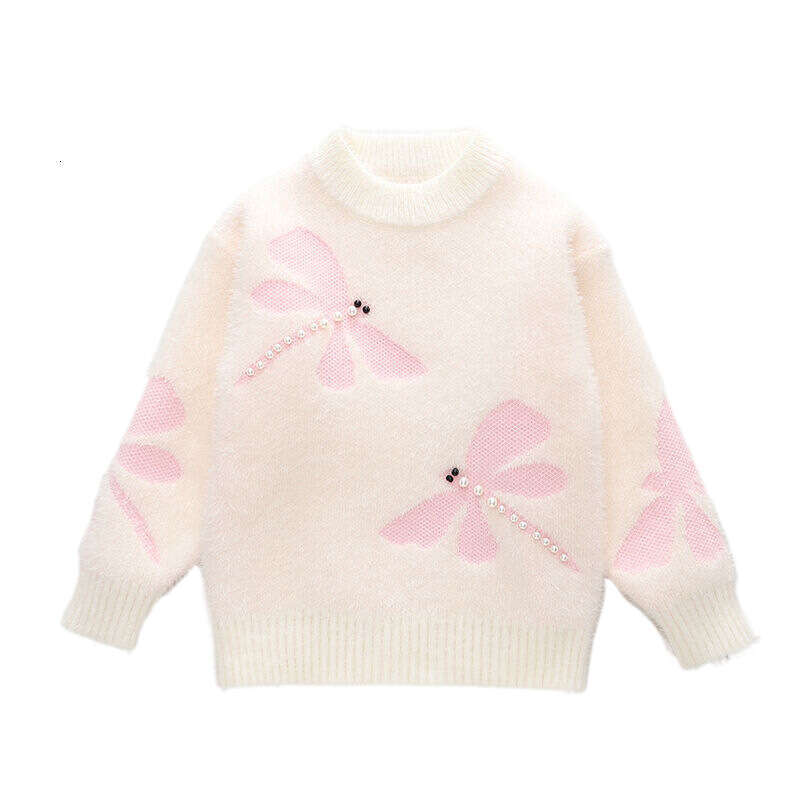 Girls' Sweater Base Knitwear Stylish Thickened Imitation Mink Velvet New Autumn Winter Pullover for Toddlers and Young Girls