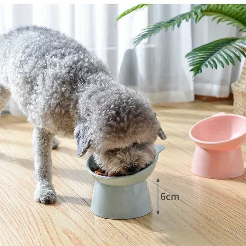 Cat Bowl High Foot Dog Bowl Neck Protector Cat Pet Food Water Antitip Binaural Pet Feeding Cat Accessorie Pet Dessert Bowl J251113