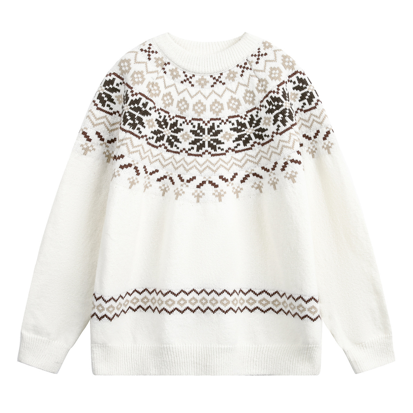 Fair Isle Ethnic Style Crew Neck Sweater Designer Sweater For Men New American Texture Versatile Pullover Knitwear For Autumn And Winter