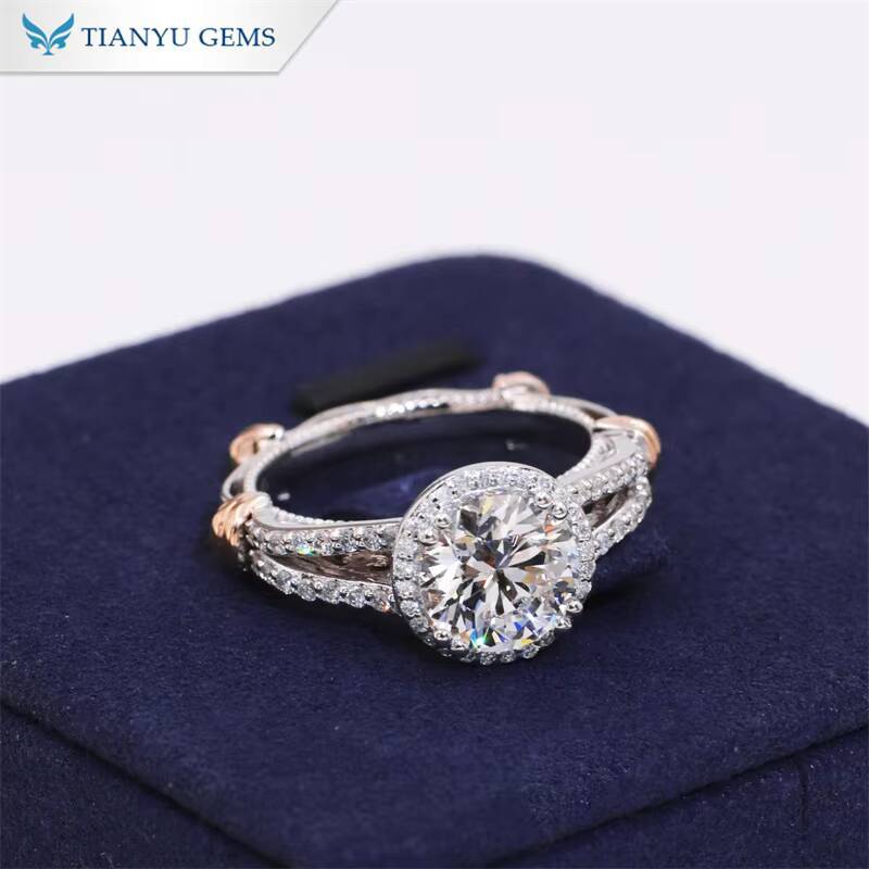 Tianyu 15CTW 75MM Round Moissanite Diamond Custom Fine Jewelry Sterling Silver 10K 14K 18K Gold Twotone Engagement Rings
