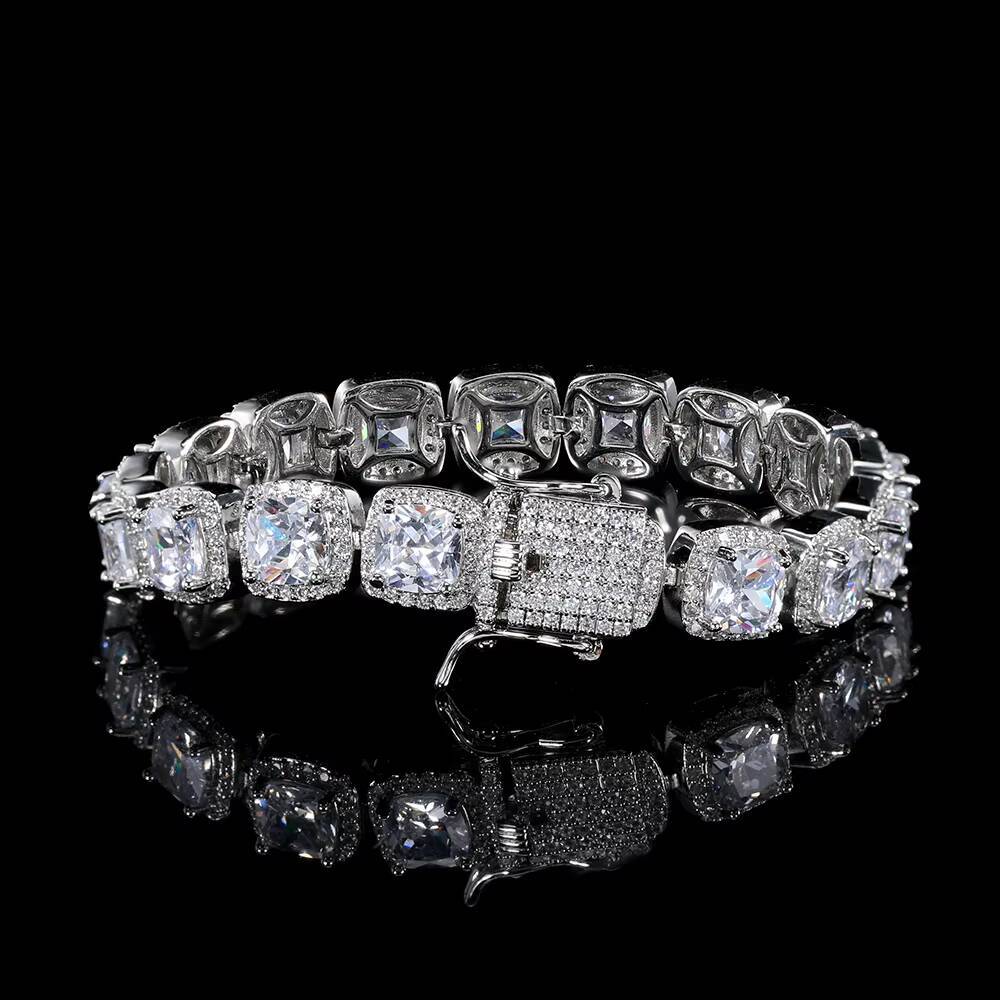 10mm Hip Hop Fine Jewelry Cluster Bracelets Iced Out Icy Girls Crystal Sugar moissaniteia Jewelry Bracelet for Women Designer's style