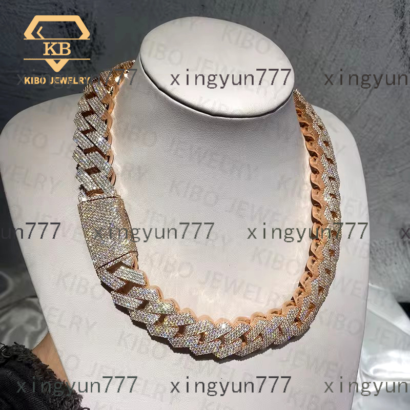 Iced Out Diamond Necklace 8 10 12 15 18 20 mm Width Mossanite Big Chains S925 Silver Iced Out VVS Moissanite Cuban Link Chain