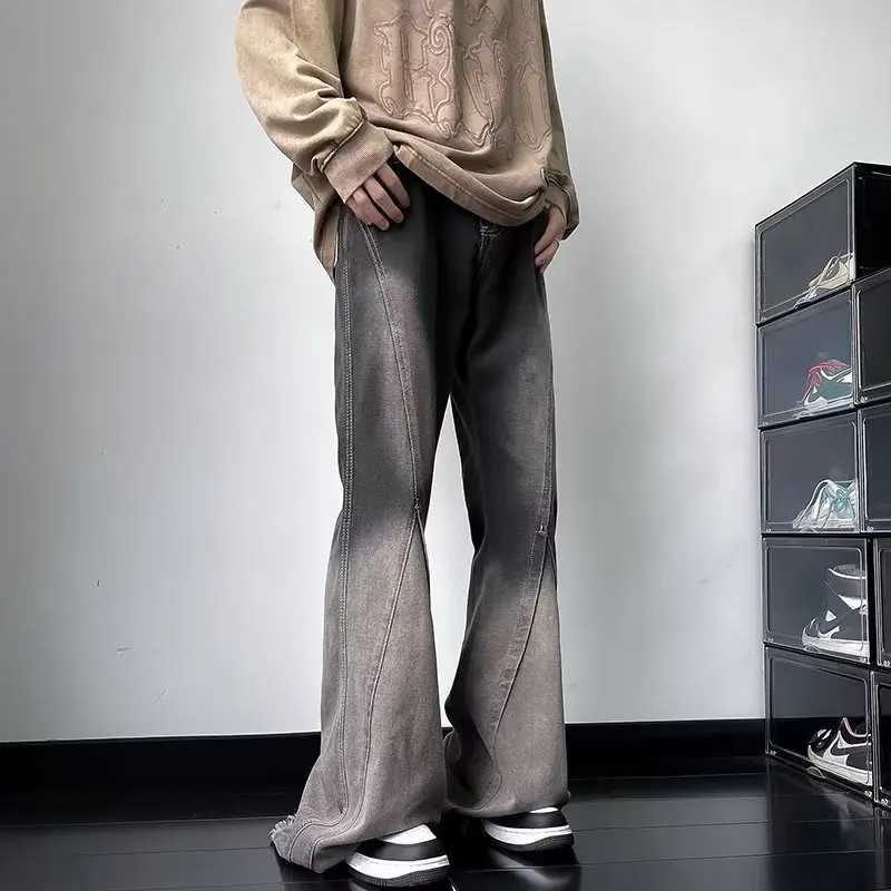 2023 Y2K Streetwear Vintage Grey Baggy Flare Jeans Pants For Men Clothing Loose Old Women Wide Leg Long Trousers Pantaloni Uomo J251030