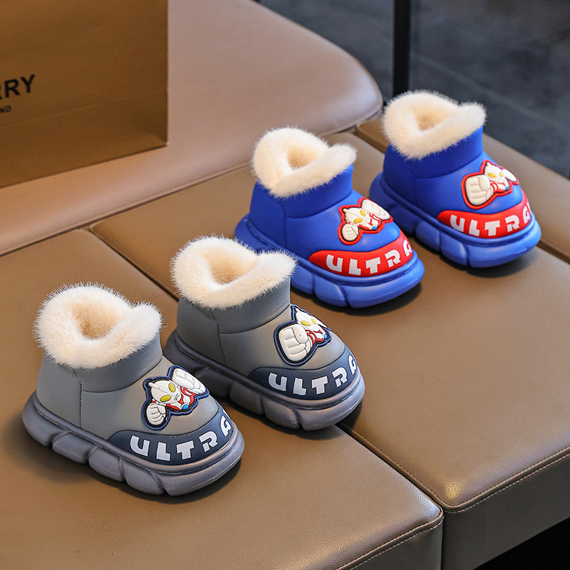 New Cartoon Children's Cotton Shoes for Boys Indoor Thick Bottom Wool Lining Warm Cotton Boots Fashion Trend Outdoor Snow Boots Casual Designer S