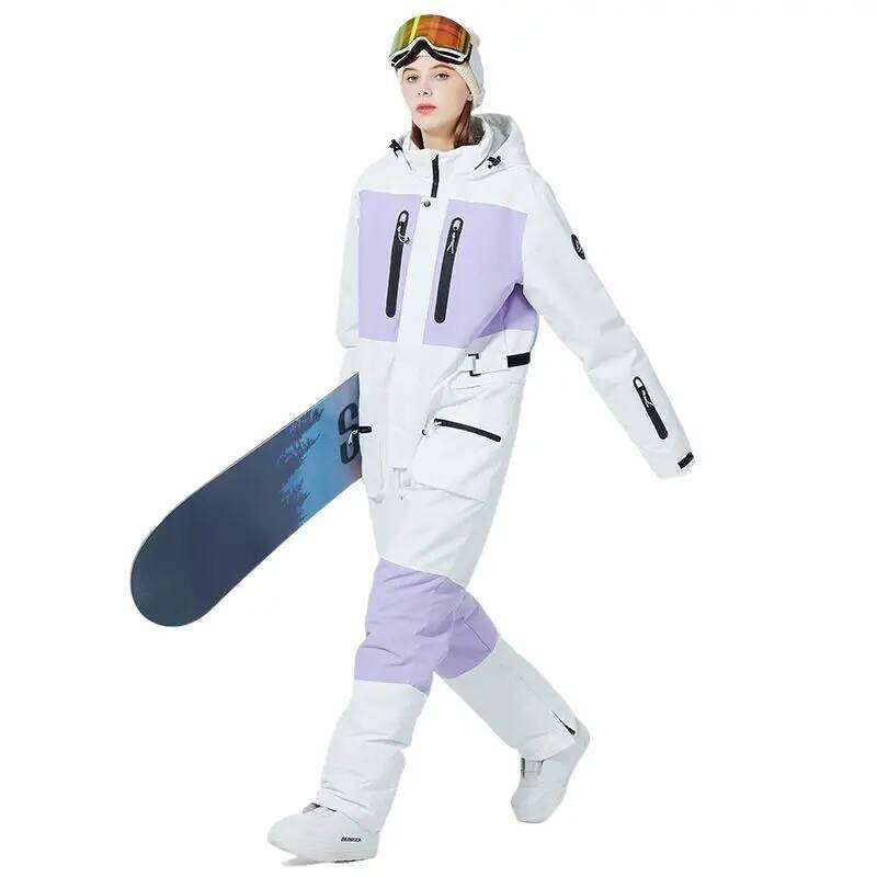 Snowboard New One-Piece Jumpsuit Men's And Women's Winter Windproof Waterproof Warm Thickened Veneer Double Board Ski Suit