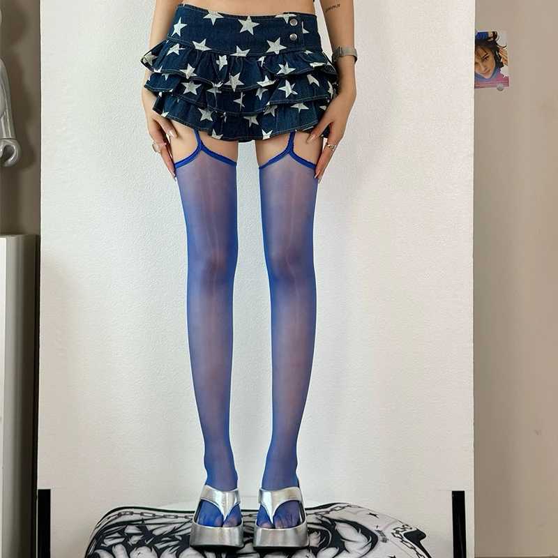 Y2K Oil Shiny Long Tube Suspender Tights Women Ultrathin Sexy Garter Belt Onepiece Stockings Nylon Thigh High Pantyhose 2025 R251030