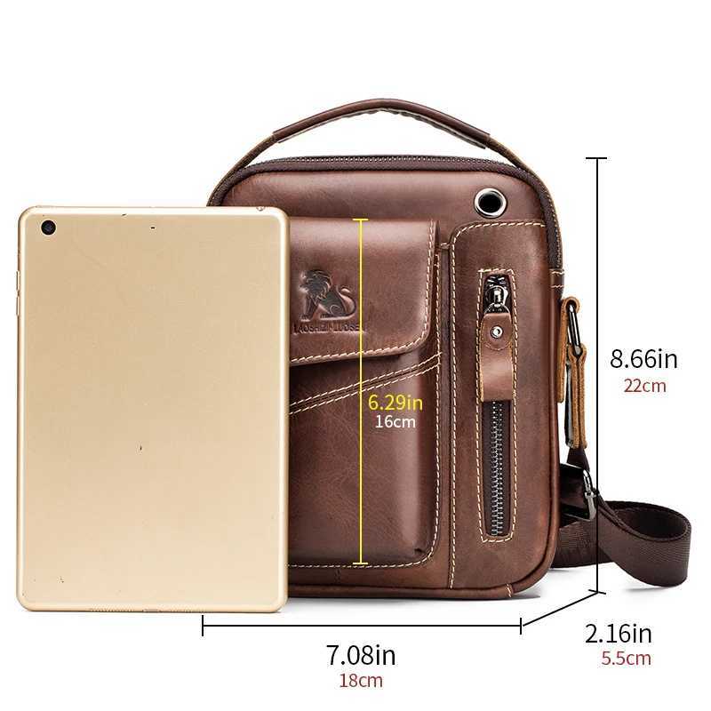 Mens leather shoder bag mtifunctial and highcapacity cowhide crossbody bag handbag Y251011