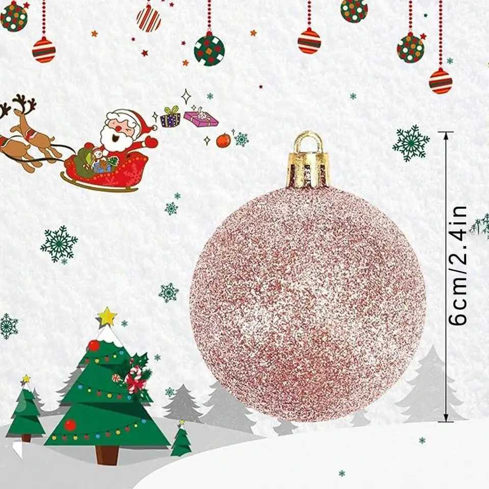 Christmas Ball Decoration Set Shatterproof Plastic Ornaments 60mm Tree Decorations Festive Accessories for Friends Family C251030