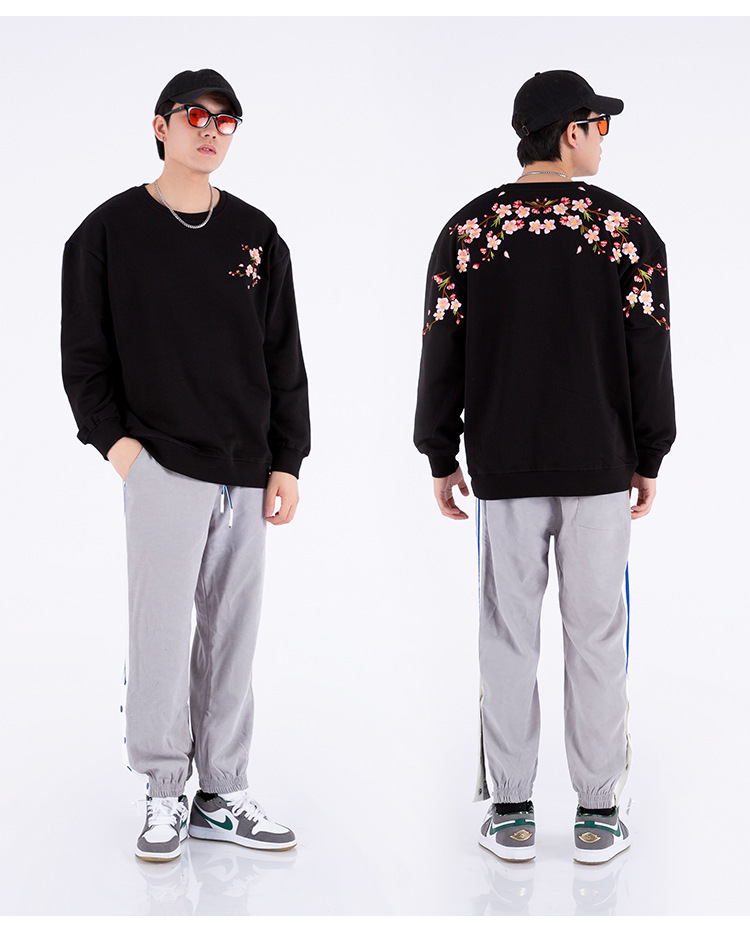 Plum Blossom Men's Hoodies Floral Embroidery Unisex Pullovers Sweatshirt For Men Loose Fit Autumn Quality Cotton Fashion Casual Oversized Luxury 
