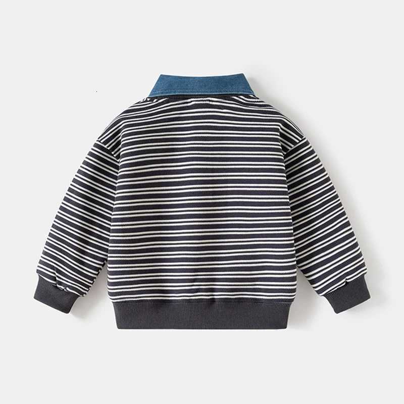 Spring Autumn New Children Clothes False TwoPiece Sweatshirt with Detachable Shirt Collar Striped Design Top for 27Y BoysT251030