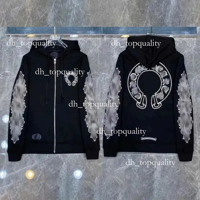 Chrom Mens Hoodies Designer Hoodie Long Sleeved T-Shirt Pullover Sanskrit Chrome Printed Hooded Sweatshirts Cardigan Men Women Street Casual Zip Up Jackets 2a3