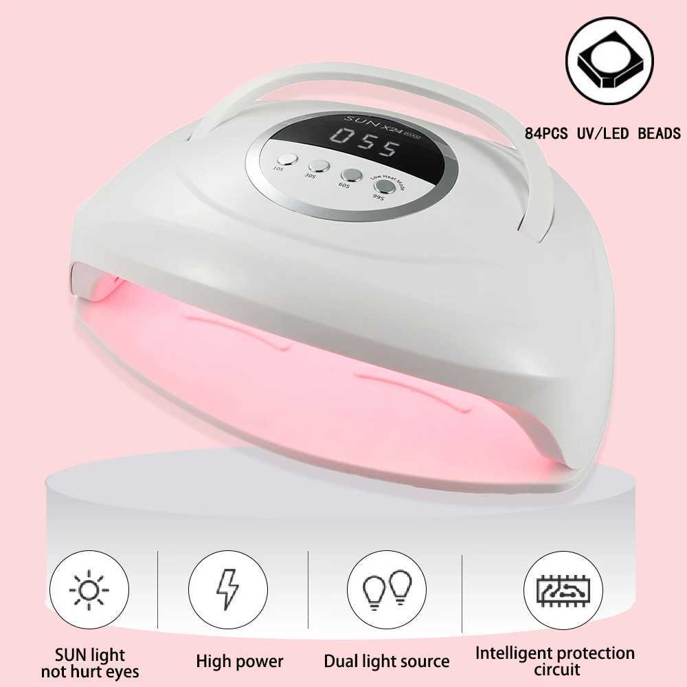 84Leds X24 MAX Nail Dryer Double Hands Use UV LED Lamps For Gel Polish Curing Manicure Salon Large LCD Display Nail Lamp L251030