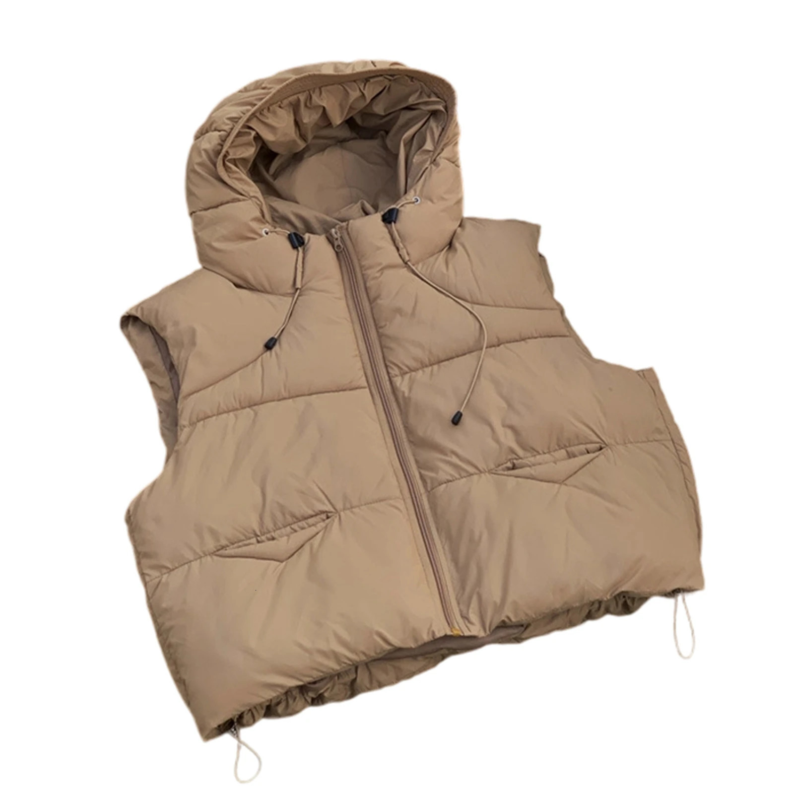 Autumn Winter Style Womens Hooded Short Vest Loose Slim Warm Down Vest Zipper Casual Sleeveless Clothing Dress up Coat 251024