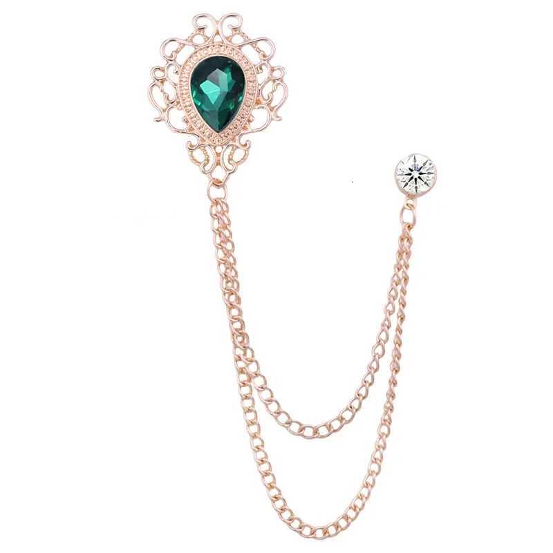New Vintage Tassel Chain Brooches Rhinestones Crystal Lapel Pins Shirt Suit Collar Pin Fashion Jewelry for Men Women Accessories Y251029