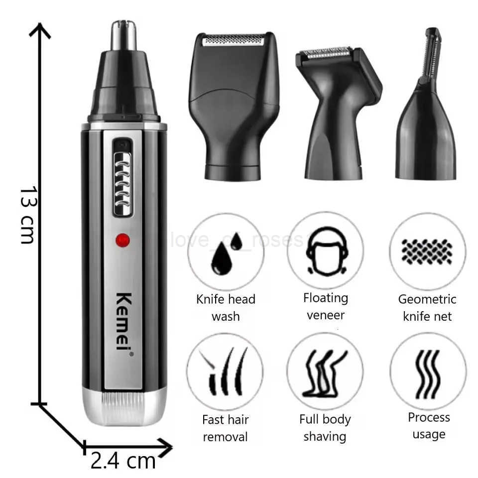 Kemei 4in1 rechargeable nose hair trimmer beard trimer mens eyebrow nose trimmer for nose and ear cleaner hair removal machine Z251030
