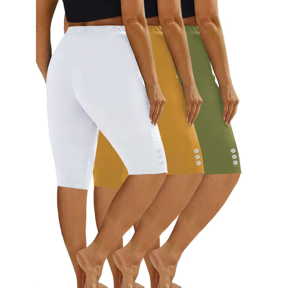 3pcs Casual Sport Leggings Athleisure Wear, Workout Classic Fit, Solid Color, High Elasticity, Stretch Fabric, Multipack Training Shorts, Fiess Enthus