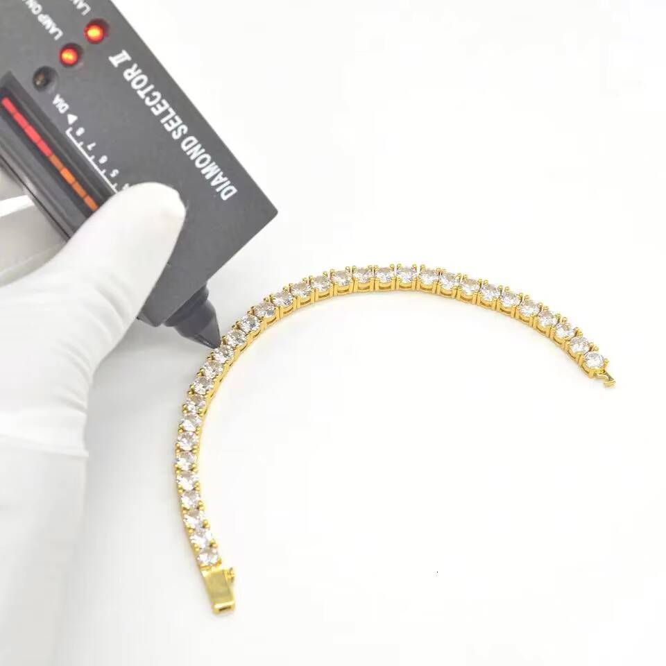 Wholesale 10K Gold Moissanite Tennis Necklace Pass Diamond Tester Round Brilliant Cut Diamond 10K 18K Tennis Chain