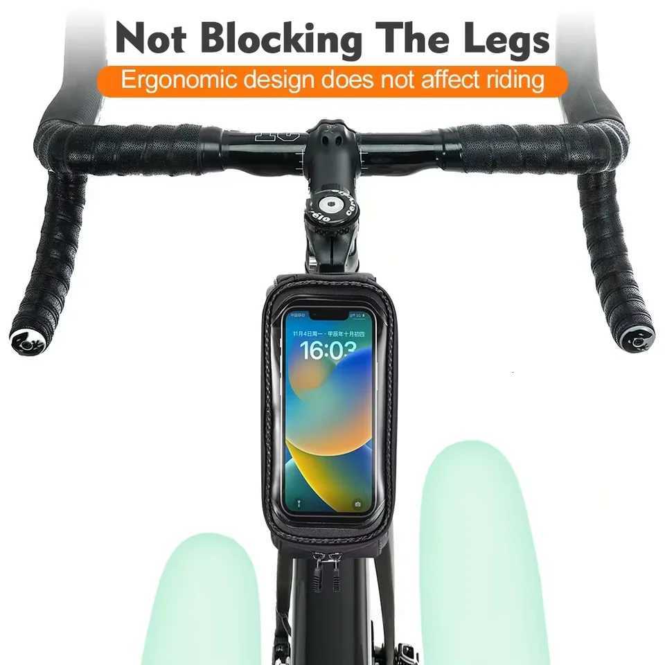 NEWBOLER Bicycle Phone Bag Waterproof Bike Bag 2L EVA Hard Shell Bike Phone Bag For Cycling Touchscreen Front Frame for Road H251029