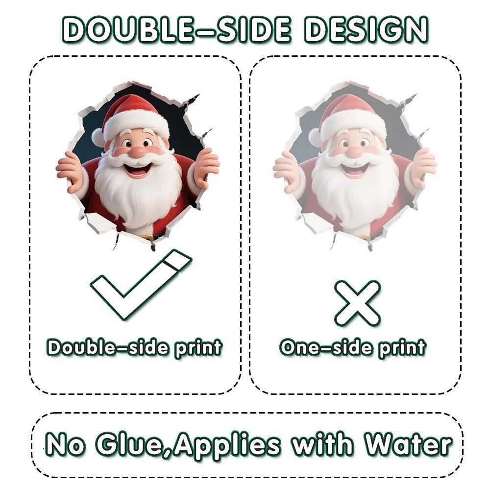 3D Santa Claus BreakThrough Wall Decal PVC Removable Christmas Wall Window Sticker Home Christmas Decoration Gift New Year 2025 C251030
