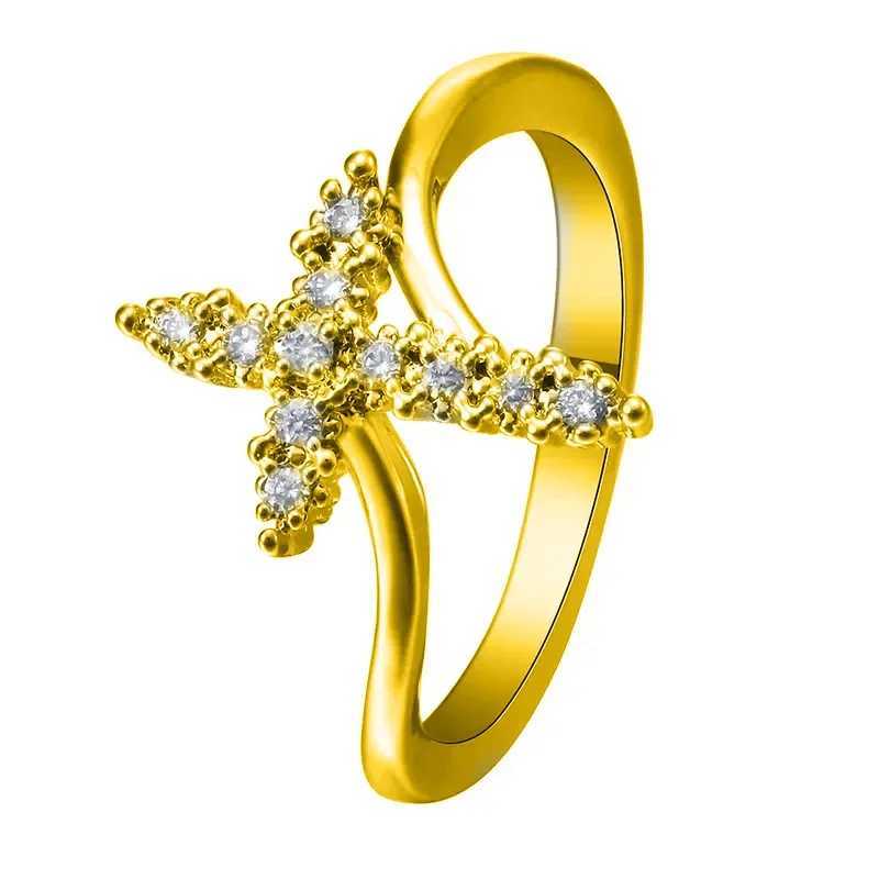 CAOSHI Fashion Womens Cross Rings Silver Color Brilliant Zirconia Finger Jewelry for Daily Life Anniversary Party AccessoriesW251030