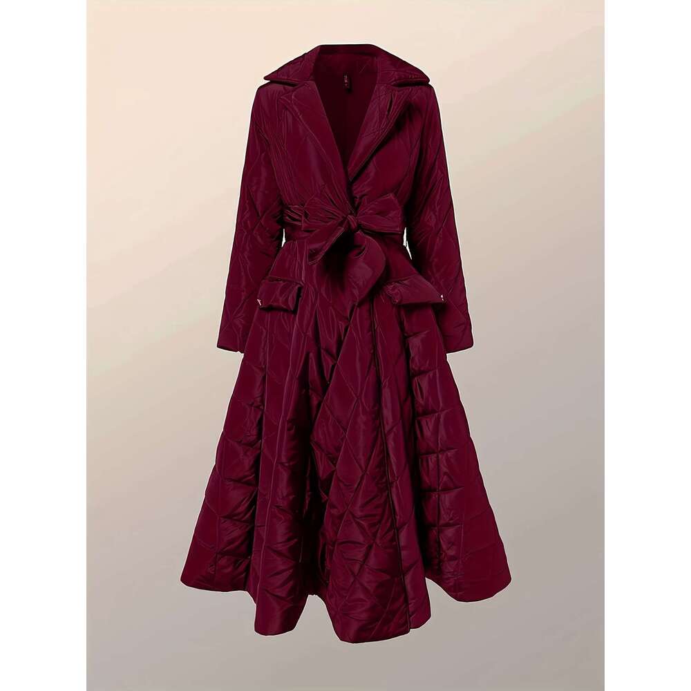 Women S Elegant Long Sleeve Coat Dress A Line Silhouette With Belt Detail Flared Hem Solid Black Non Stretch Fabric Hand Wash Only Latin Inspired